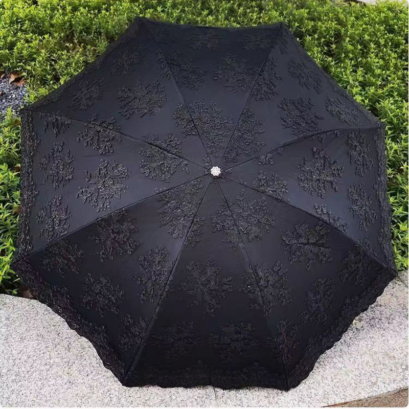 Travel Umbrella Compact - 2 3 Fold Luxury Women Lace
