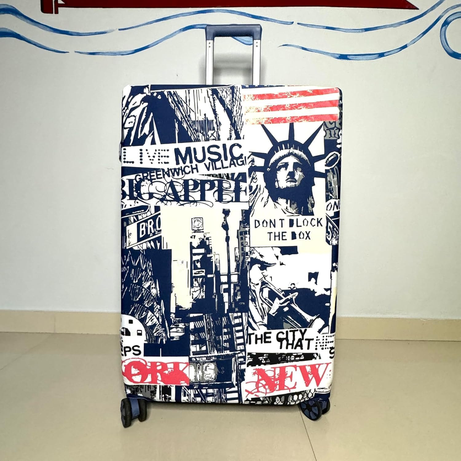 Travel Accessories New York - Vintage Blue New York Polyester Fabric