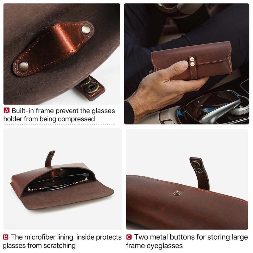 Fashion Genuine Leather Glasse - Travel Accessories Pouch For Men ulasan dan harga