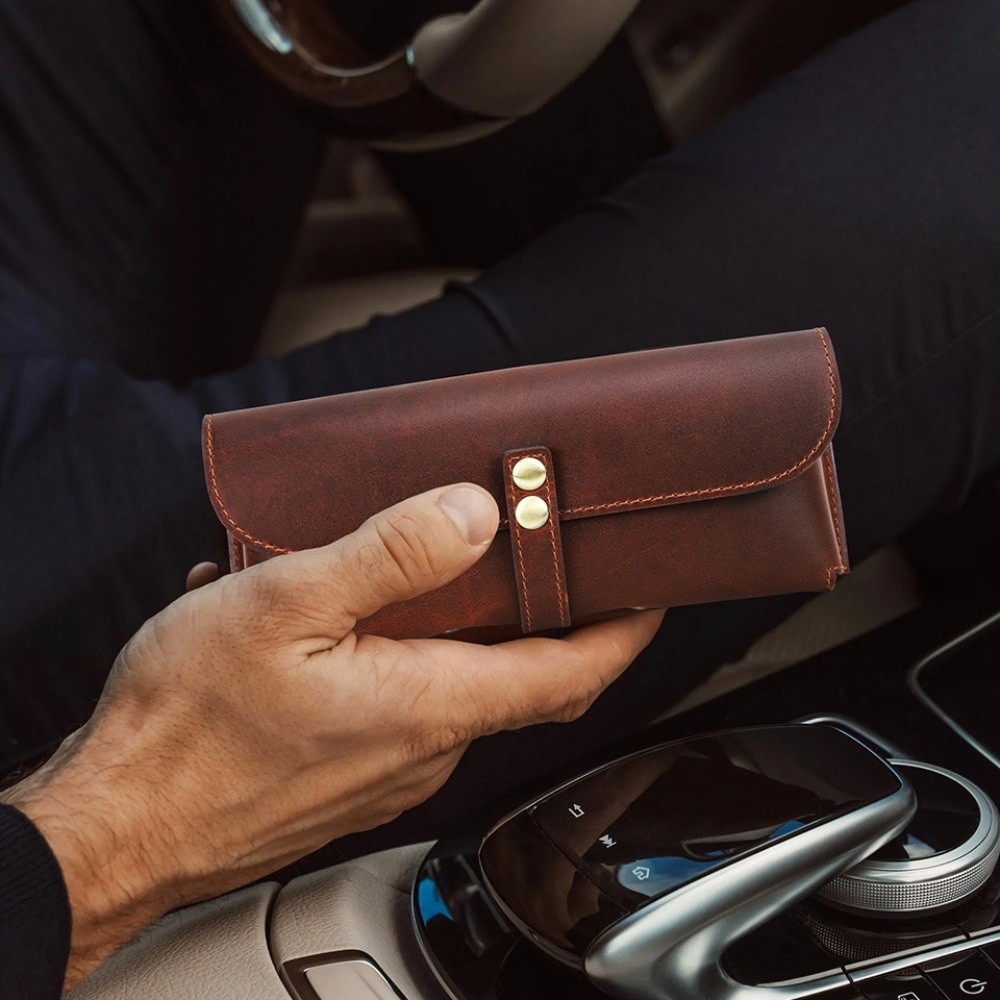 Fashion Genuine Leather Glasse - Travel Accessories Pouch For Men ulasan dan harga
