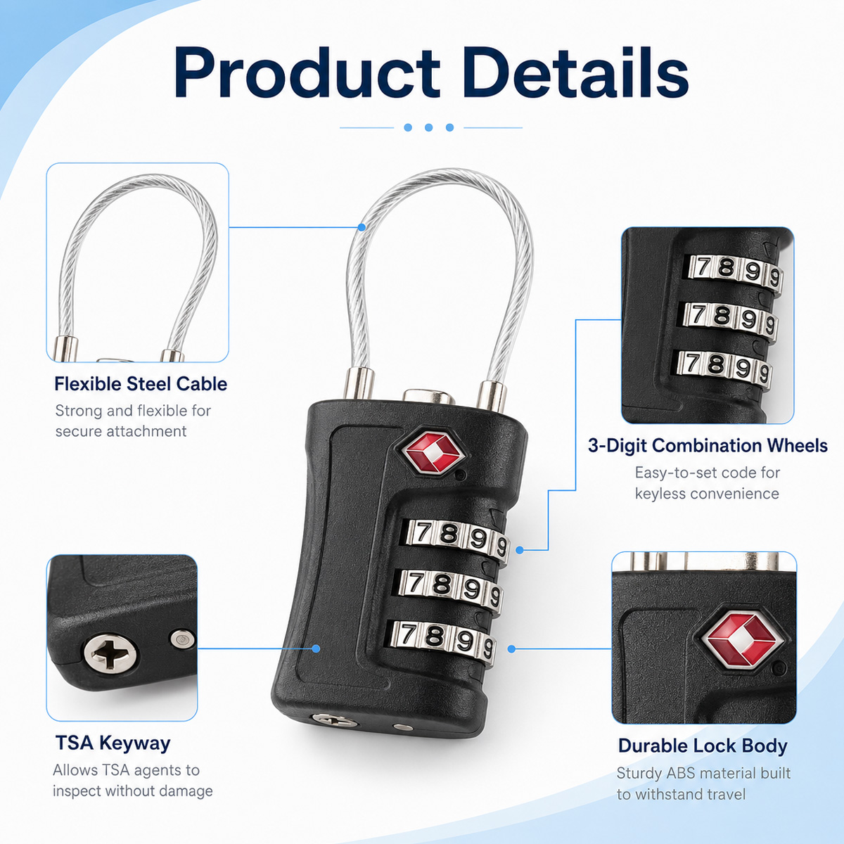 TSA Approved Luggage Lock 3 Di - Travel Lock Tsa Approved ulasan dan harga