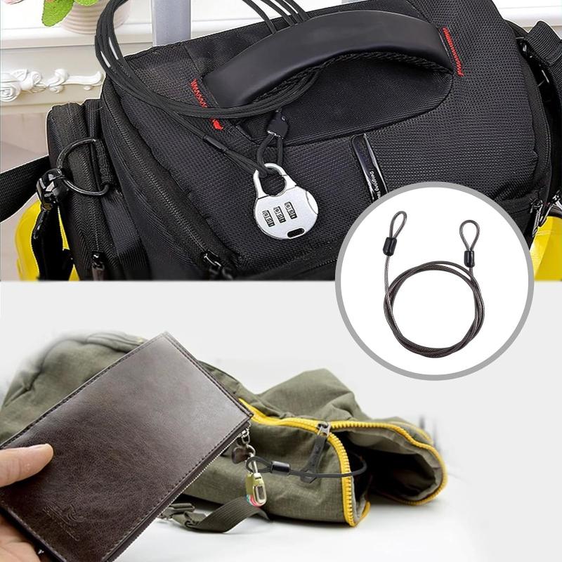 ⑥ Security Steel Cable With 3  - Travel Lock Tsa Approved ulasan dan harga