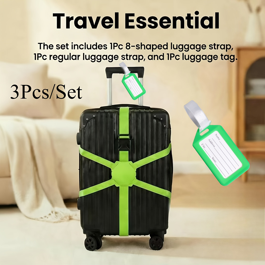 3-Piece Set (2 Luggage Straps  - Travel Accessories Designer ulasan dan harga