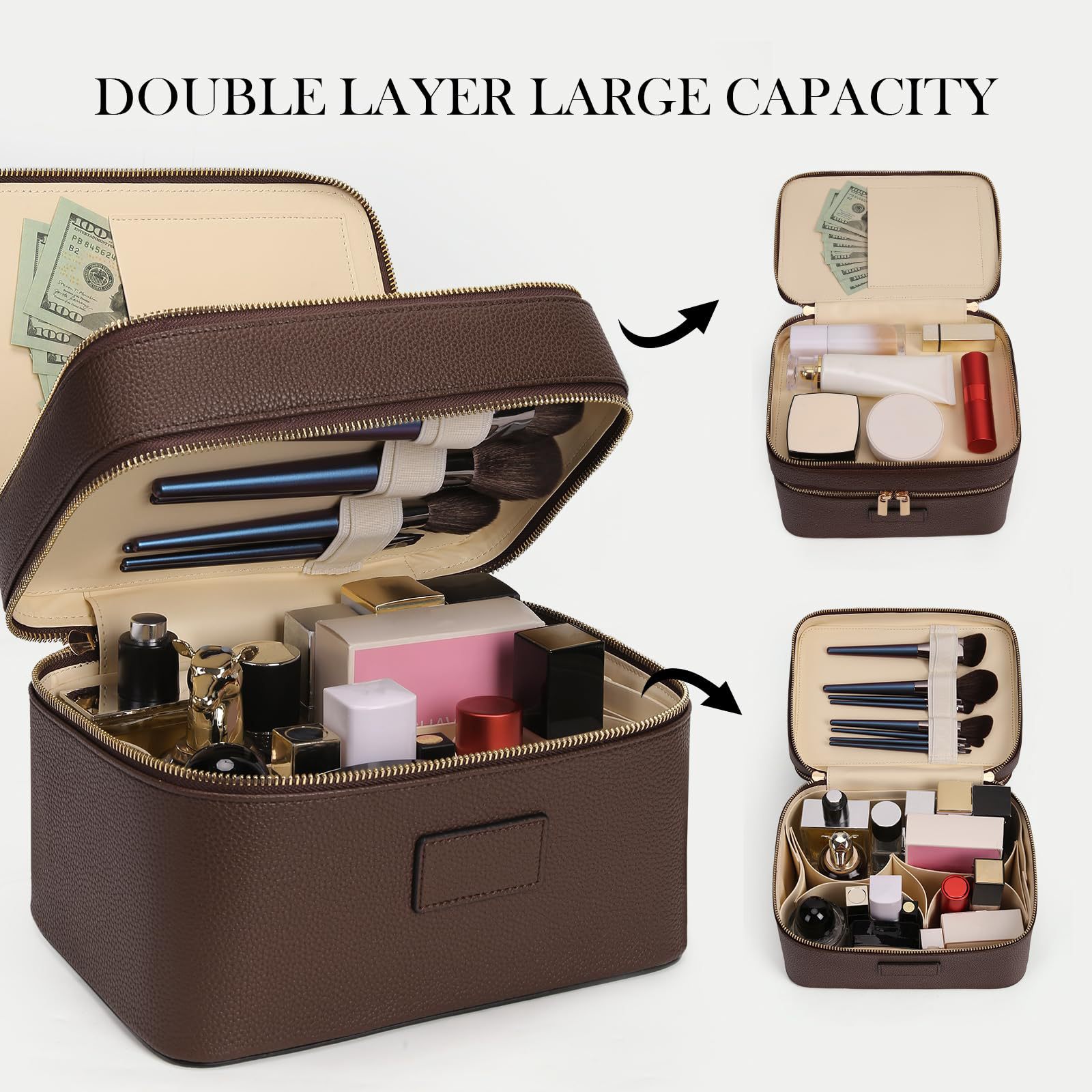 Large Capacity Double-layer Lu - Travel Accessories Leather ulasan dan harga