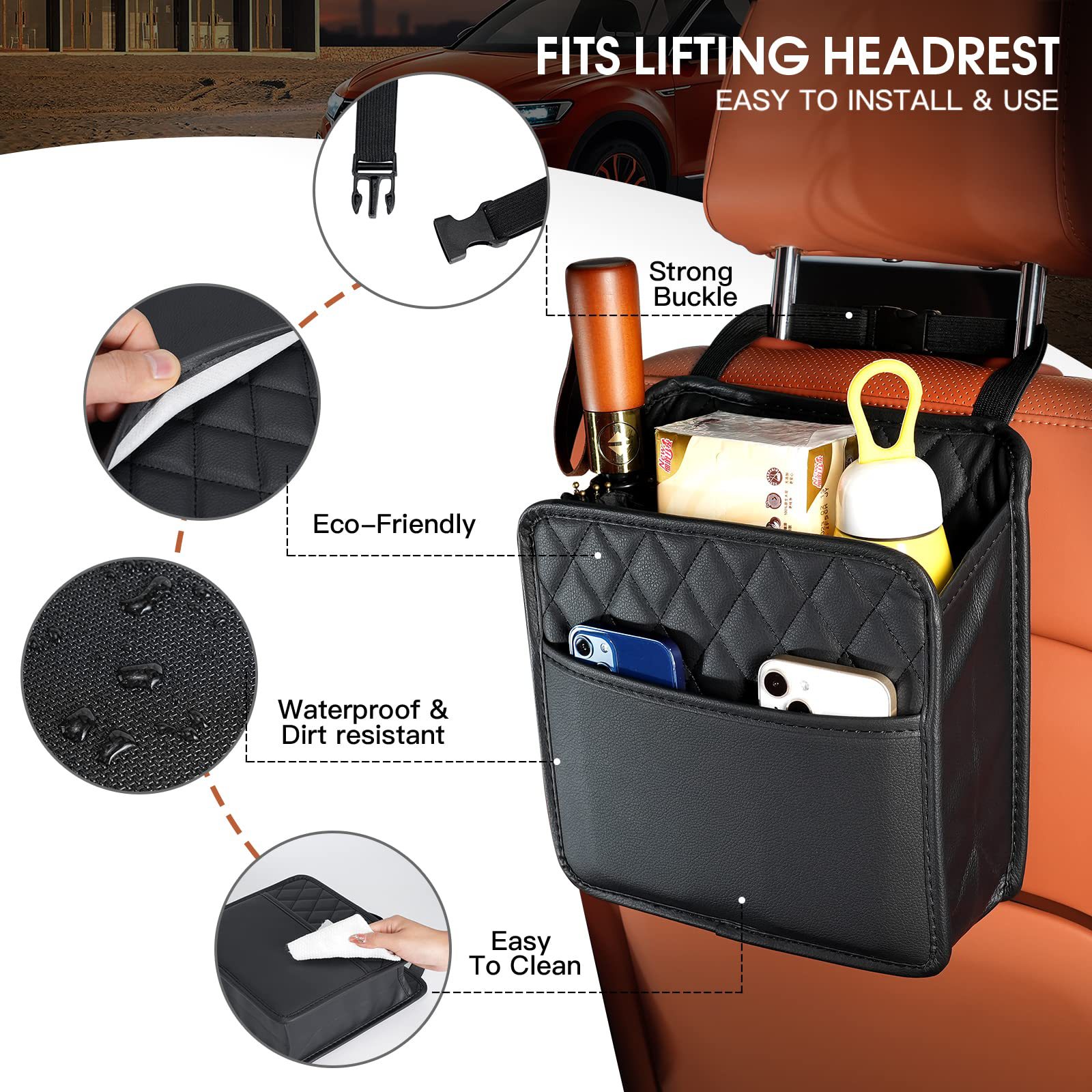 Hanging Storage Pocket Automot - Travel Accessories Leather ulasan dan harga