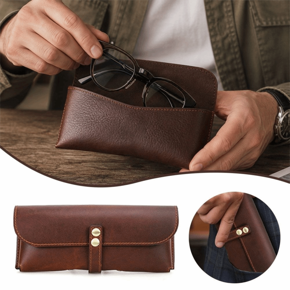 Fashion Genuine Leather Glasse - Travel Accessories Pouch For Men ulasan dan harga