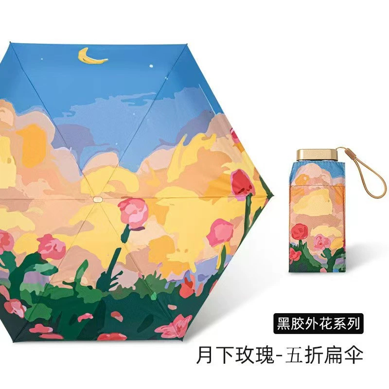 Oil Painting Style UPF50+ Sun  - Travel Umbrella Compact ulasan dan harga