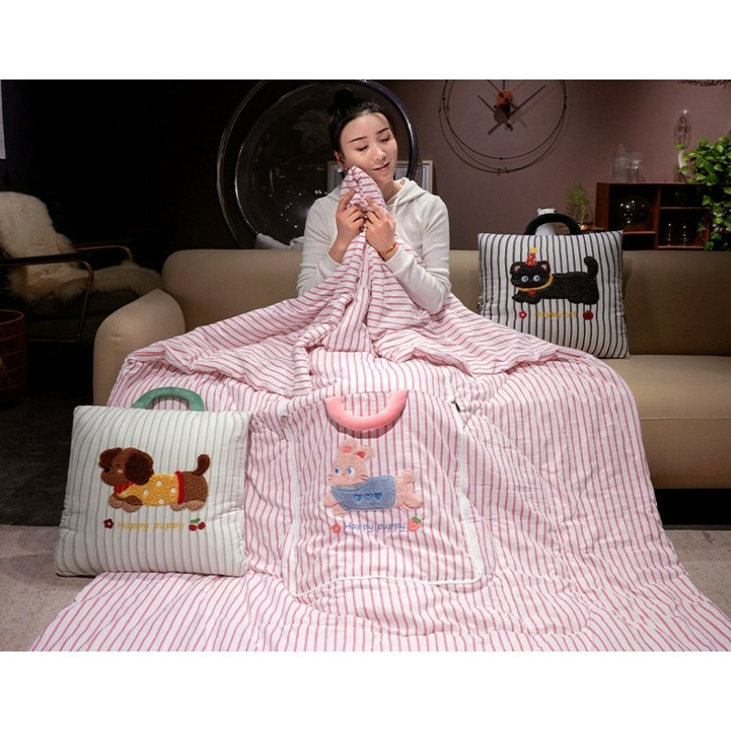 Cartoon Striped Pillow Blanket - Travel Accessories Gifts ulasan dan harga
